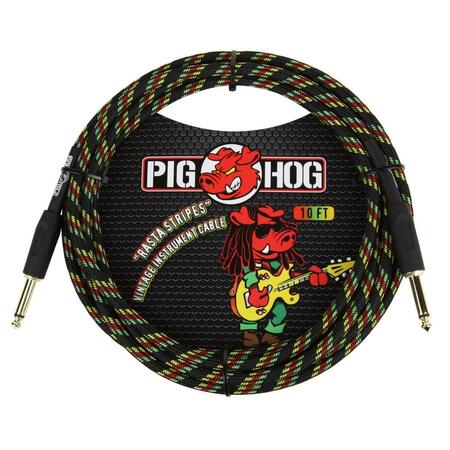 ACE PRODUCTS GROUP Woven Jacket Tour Grade Instrument Cable, 10 ft. - Rasta Stripes PCH10RA
